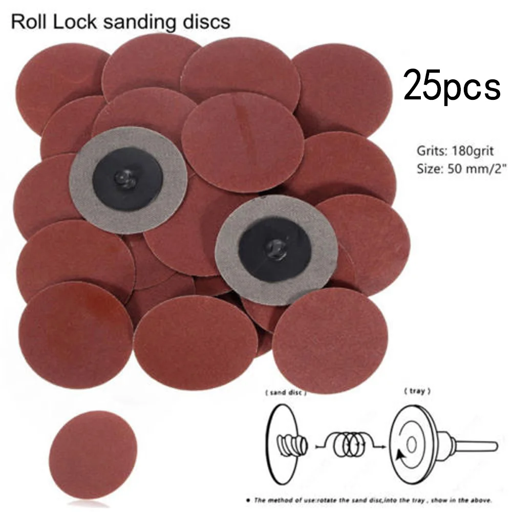 50 PC IIT 82042 2/" Roll Lock Sanding Discs 180 Grit