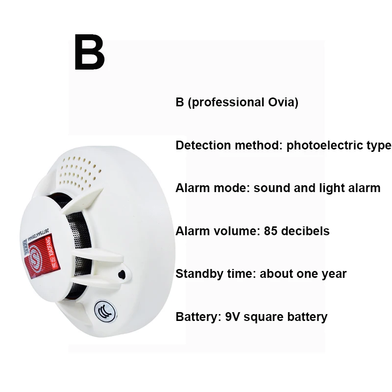 Детектор дыма пожарной сигнализации чувствительной стабильный независимых сигнализации Дым детектор внутренней безопасности беспроводной датчик тревоги пожарной техники - Цвет: B