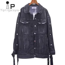 Джинсовая куртка для женщин с длинным рукавом Джинсовое пальто осень Большие размеры винтажное Женское пальто корейские женские джинсы хараюку куртка