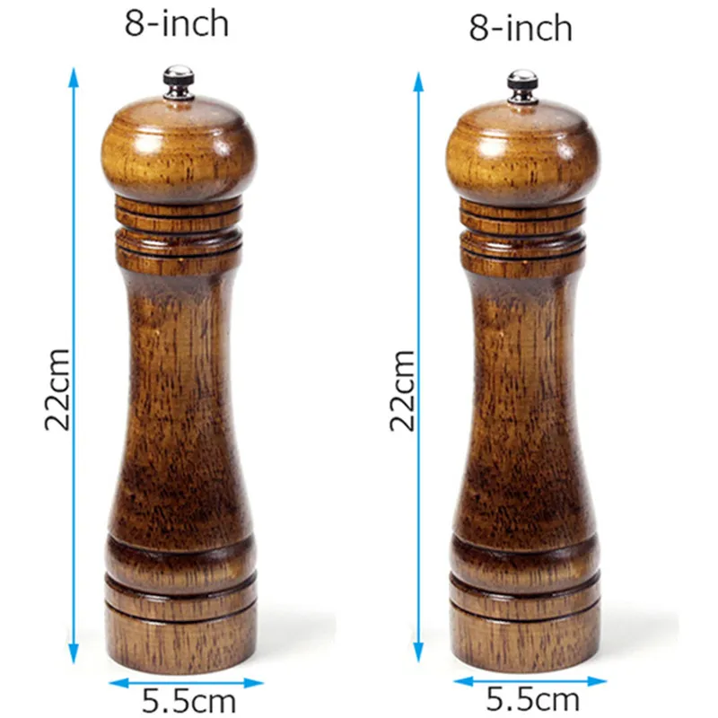 2 шт деревянная мельница для соли и перца три различных комбинации мельница для соли и перца ручная шлифовальная машина кухонные инструменты - Цвет: L   8InchX2