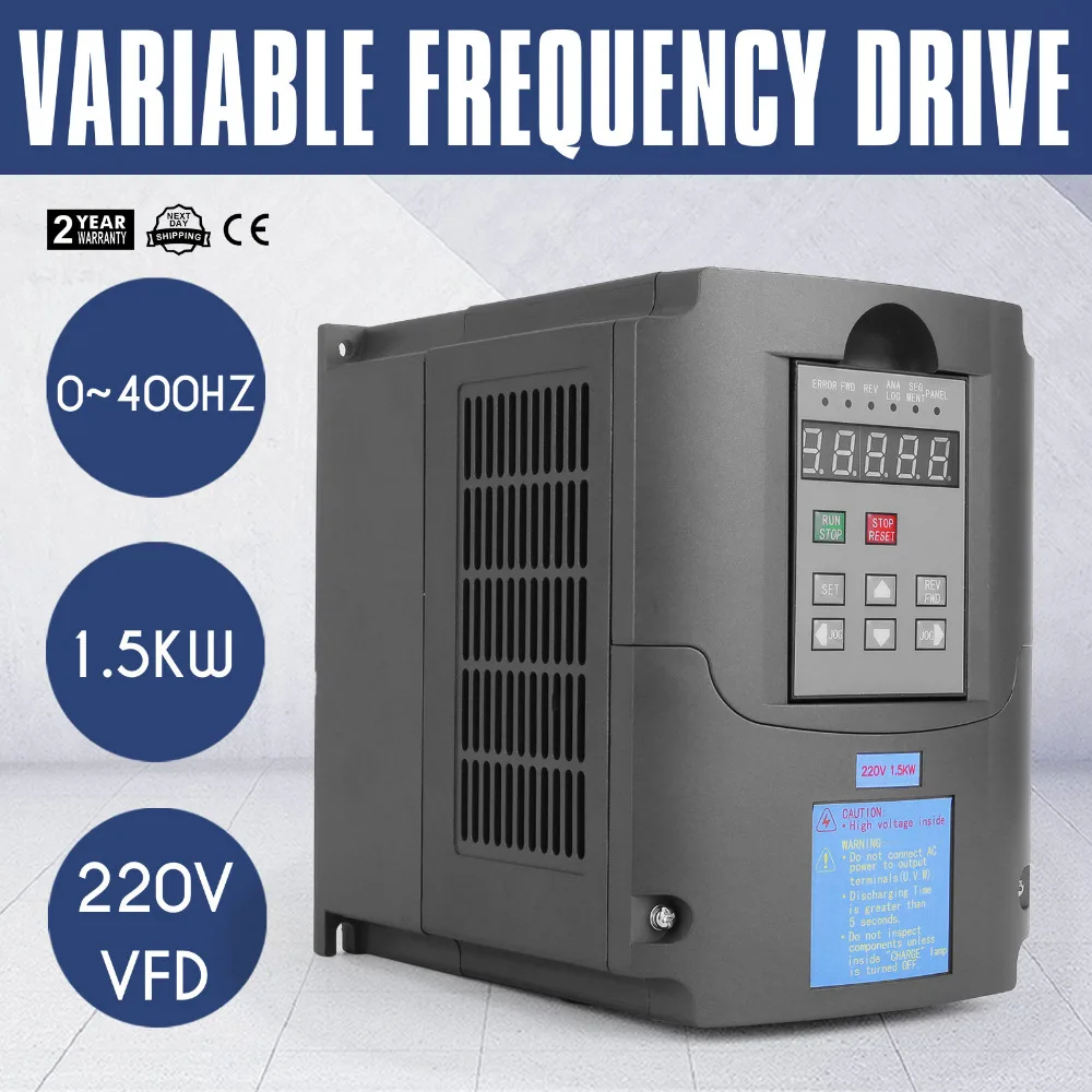 

220V 1.5KW VFD 3HP 10A Variable Frequency Driver VFD Inverter for Spindle Motor