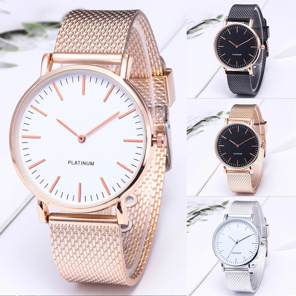 

Simple Women Stainless Steel Analog Quartz Wrist Watch Geneva Female Watch 2018 Fashion