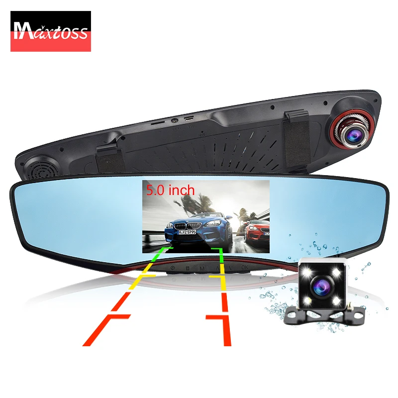 

5" inch car camera rearview mirror auto dvrs cars dvr dual lens recorder video registrator dash cam full hd1080p night vision