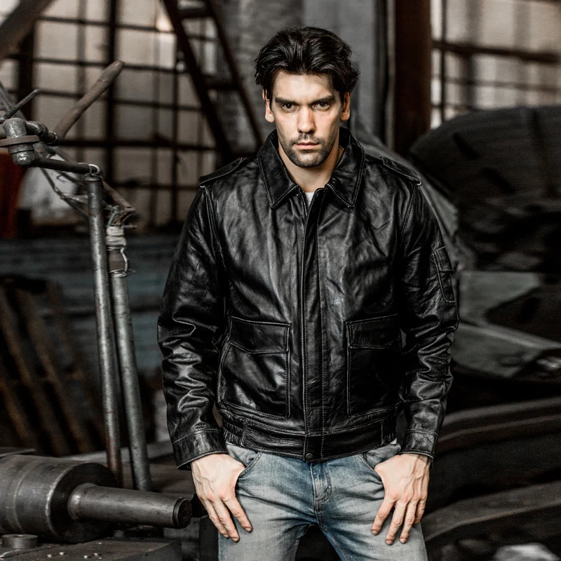 90% OFF READ THE DESCRIPTION ! men's genuine cow leather jacket vintage genuine cowhide leather G1 jacket S1441