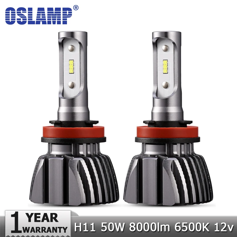 Oslamp H11 светодиодный автомобилей головной светильник с чипом CSP H8 H9 50W 6500K 8000lm лампы