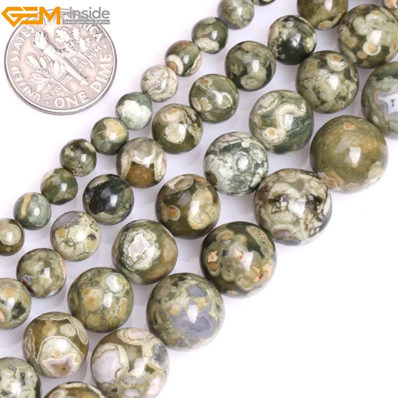 

Gem-inside 6-12mm Wholesale AA Natural Round Green Rhyolite Stone Beads For Jewelry Making Beads 15'' DIY Beads Bracelet Gift