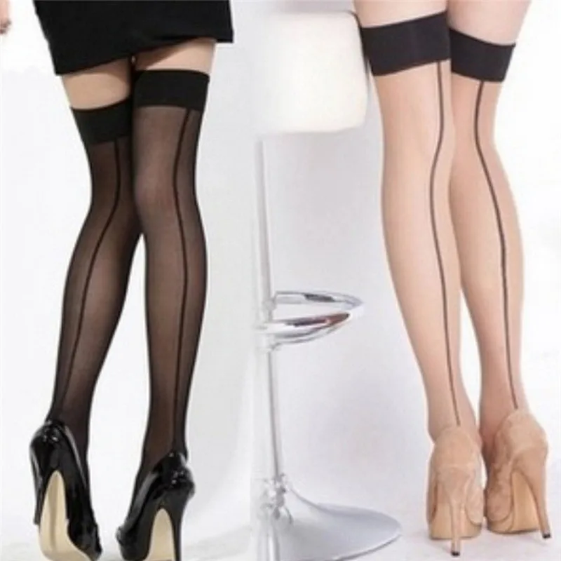 Wholesale Nylon Stockings Women S Sexy Perspective Striped Stockings Lady Thigh High Pantyhose