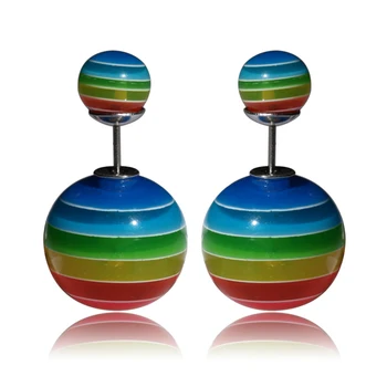 

2018 New 014 fahion jewelry women double-sided color Melaleuca beads pearl earrings mix color 24pcs/lot
