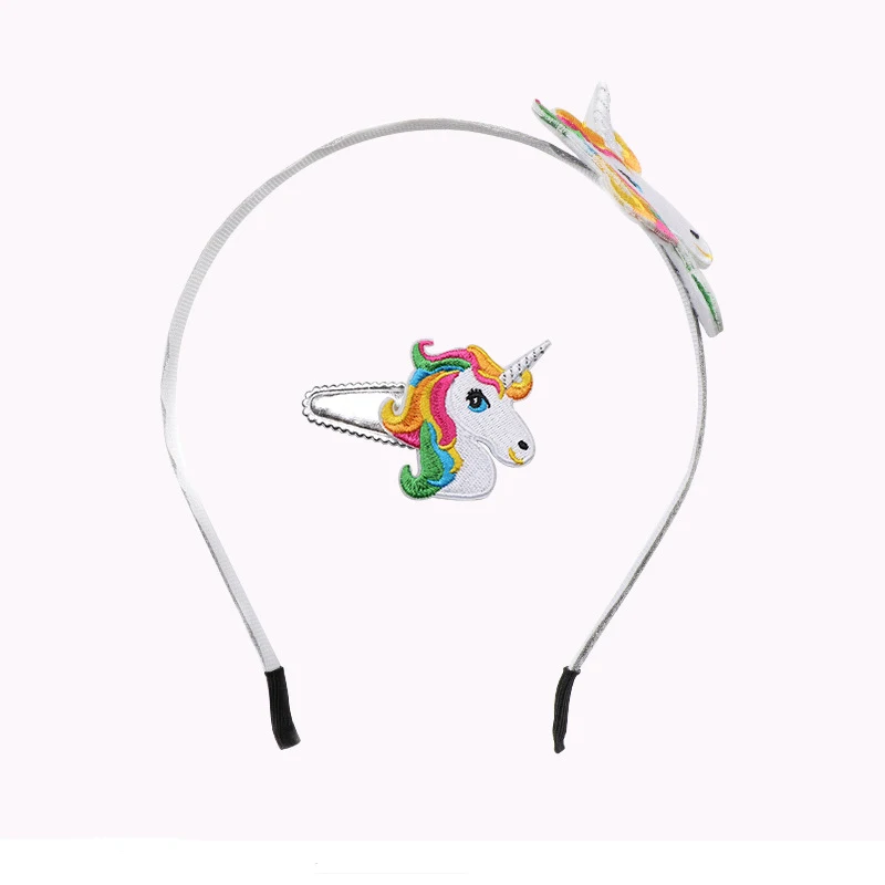 

Hot Kids Girls Hairband Embroidery Unicorn Horse Hairpins Girls Headwear Children Hair Accessory Handmade Birthday Hair Ornament