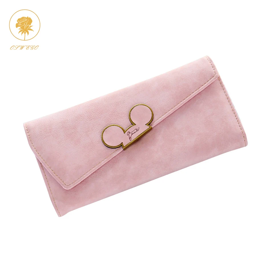 

OSWEGO Long Wallet Women Card Holder Zipper Ladies Purse Wristlet Money Bag Fashion Nubuck Leather Handbag Female Coin Purse