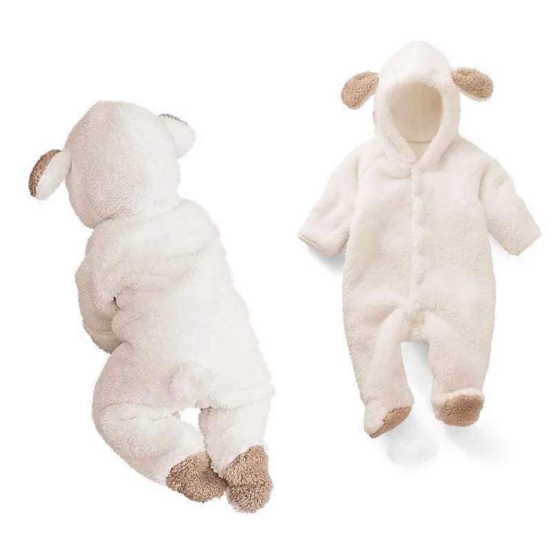 

Thicker Cute Winter Warm Long Sleeve Coral Fleece Infant Baby Romper Cartoon Boys Girls Animal Overall Winter Rompers Jumpsuit
