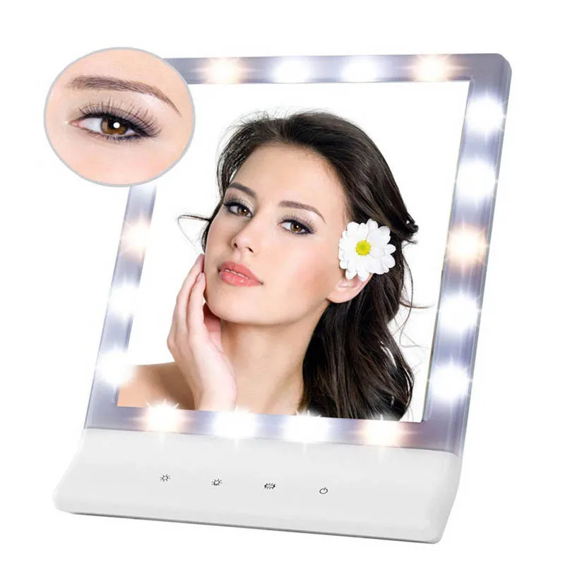 

2017 LED Makeup Cosmetic Mirror Multiple Illumination Large Screen Wall Mount Mirror with 18 LED Light Best Price