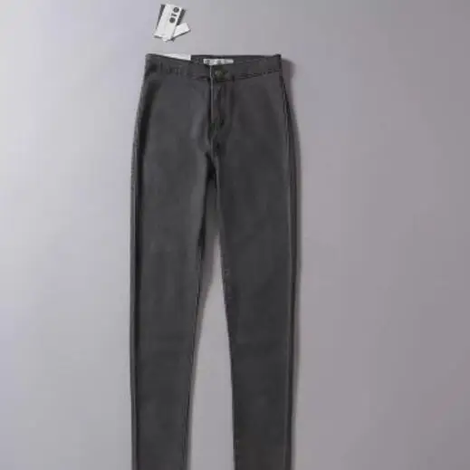MYDC, высокая талия, Ретро стиль, полная длина, обтягивающие, одноцветные джинсы для женщин, новинка, высокая эластичность, карандаш, джинсовые штаны - Цвет: grey