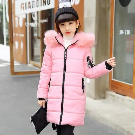 

Teenage Girls Thick Coat Winter Wear Costume For 6 8 10 12 14 Years Child Fashion Down Cotton Jackets Kids Hooded Long Outerwear