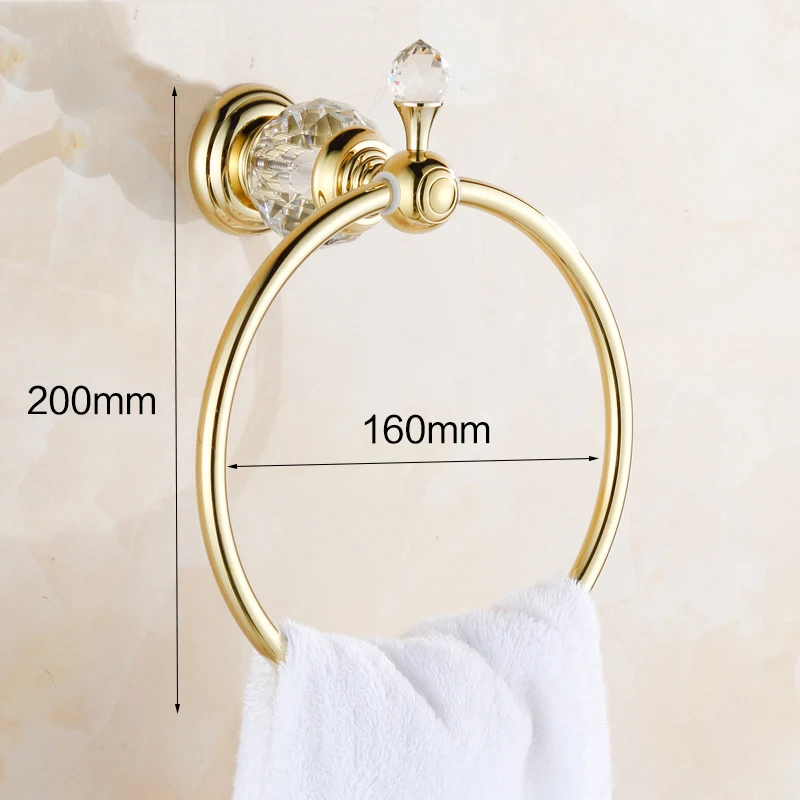 Кольца для полотенец Роскошный Кристалл Латунное Золотое полотенце кольцо полотенце держатель для ванной вешалка для полотенец