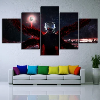 

HD Print Canvas Paintings Home Decor 5 Panel Tokyo Ghoul Kanekiken Anime Wall Art Modular Pictures Modern Classic Posters Frame
