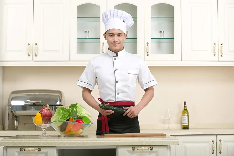 Новый стиль шеф-повар короткий рукав Для мужчин и Для женщин посуды с длинным рукавом Ресторан отеля Кухня шеф-повар Белого Топы спецодежда