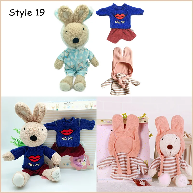 Coelho de Pelúcia Bonecas com Roupas Bicho de Pelúcia Macios para Crianças Presentes para o para o Ano Kawaii Coelho Mudança Brinquedos Meninas Crianças Brinquedos Ano Novo 20 de roupas animais de pelúcia brinquedos macios