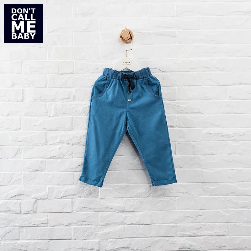 Синие хлопковые Прямые Мягкие штаны для маленьких мальчиков «Не называйте меня» детские осенние модные штаны на пуговицах Новая повседневная Базовая домашняя одежда для девочек 97237
