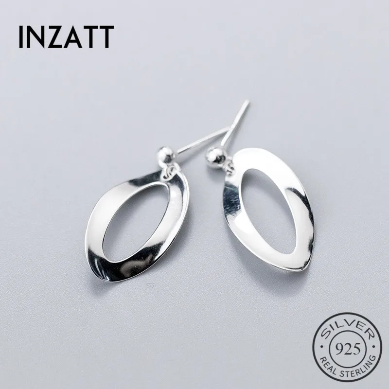 

INZATT Boho Real 925 Sterling silver Personality Geometric Hollow Minimalist Drop Earrings For Women Party Fashion Jewelry Gift