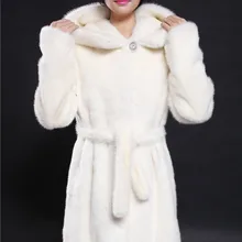 Подлинная норки пальто натурального меха, белый норковая шуба 90 см с большой капюшон, модно с пояса длинный женщина норки пальто меховой