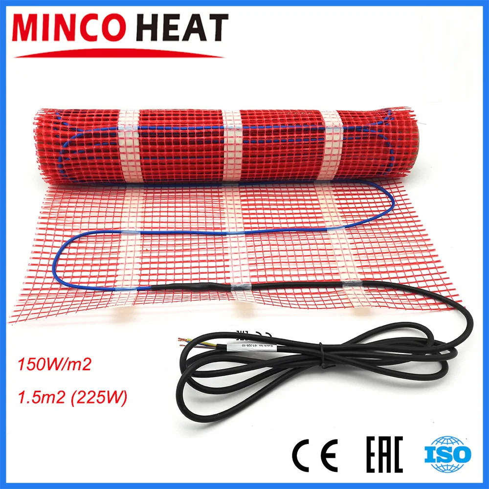 MINCO HEAT 1.5M2 225 Вт двухпроводник Электрический напольный нагревательные коврики для