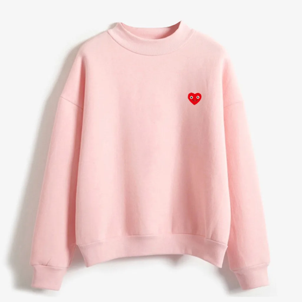 

Hoodies Women Autumn Sweatshirt Pullov Solid Color Smiley Love Pattern Long Sleeve Plus Velvet Female Hoody polerones mujer 2019