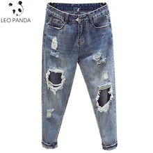 Весенне-осенние новые женские джинсы с кисточками и дырками, с высокой молнией, длиной до щиколотки, свободная повседневная женская одежда, модные прямые джинсы ZX921