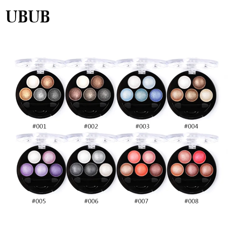 

UBUB 5 Colors Glitter Eyeshadow Palette Pressed Powder Pigment Cosmetic Waterproof Matte Makeup Eyeshadow Pallete