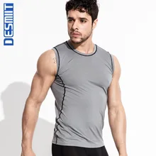 DESMIIT Спортивная быстросохнущая танкисты Бег жилет с круглым вырезом фитнес человек тренажерный зал Велосипеды майка без рукавов толстовка растягивается фуфайка