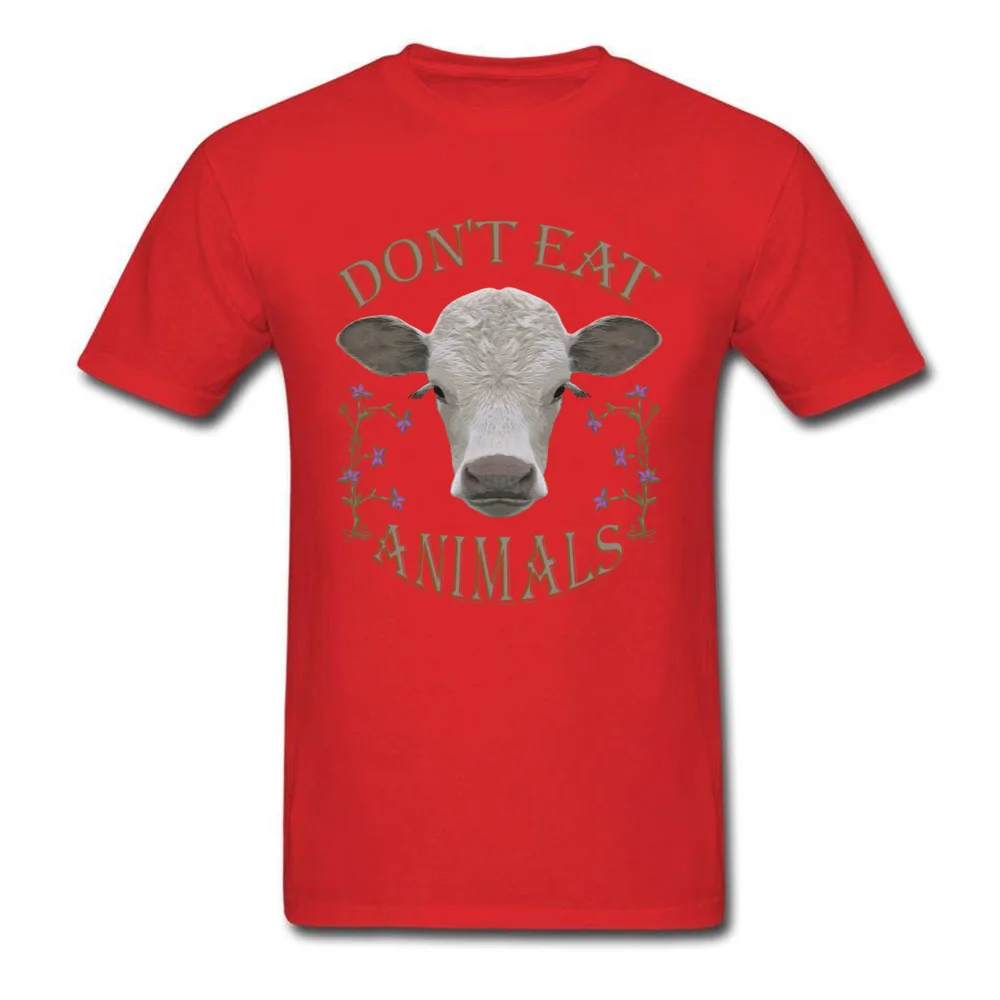 DONT EAT ANIMALS T Shirt Short Sleeve Hip hop Prevailing Mens Autumn Tops & Tees Hip hop Tee Shirts Crew Neck All Cotton DONT EAT ANIMALS red