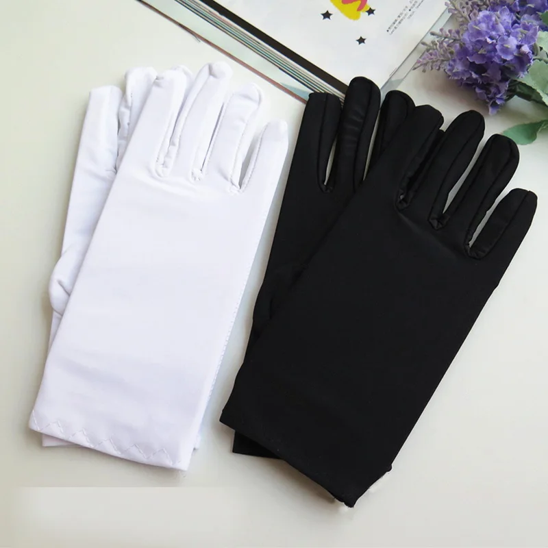 

Howfits Men Driving Black White Dance Jewelry Gloves Sunscreen Spring Summer Autumn Winter Elastic Etiquette Spandex