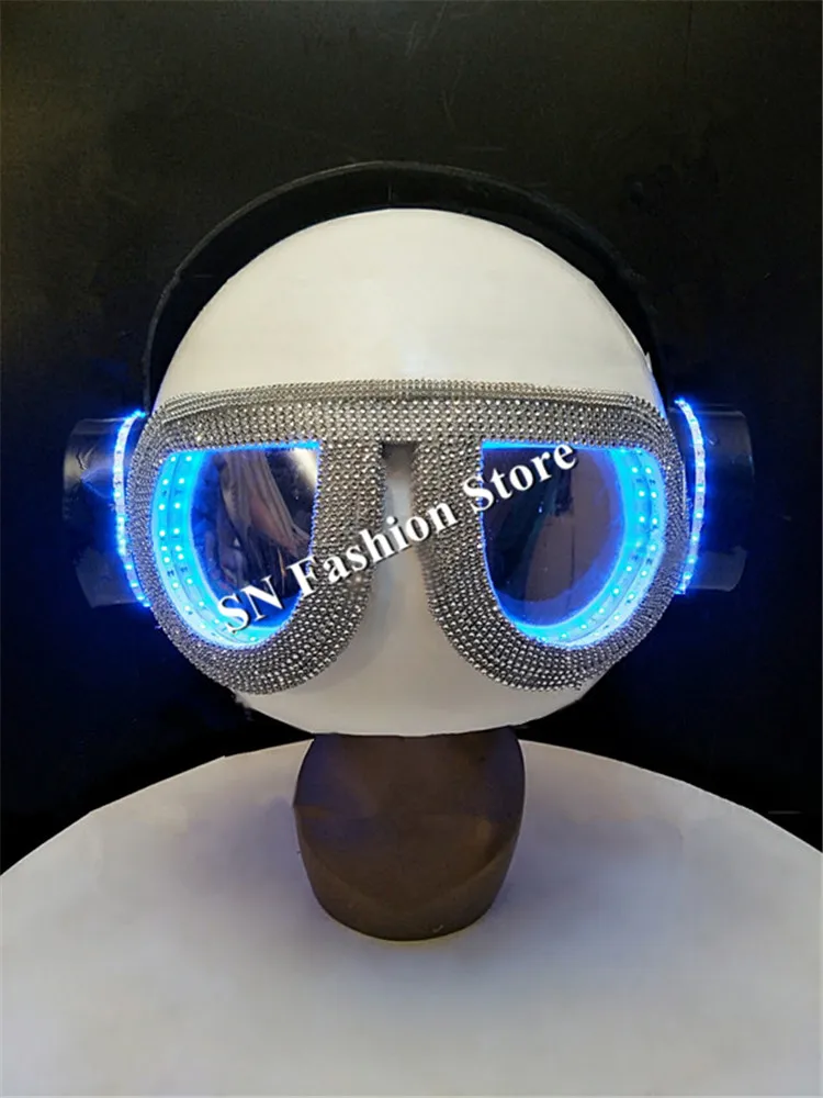 EC53 LED luminous light helmet ballroom dance dj headdress bar glasses dj hat wears stage led costumes performance clothe disco