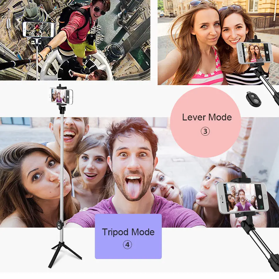 Складная селфи палка Bluetooth селфи палка+ штатив+ Bluetooth затвор Съемник Штатив для Xiaomi Android iPhone селфи палки