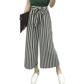 

Women Wide Leg Loose Striped Trousers High Waist Casual Pants Ladies Office Pants Fashion Loose Leg Pants