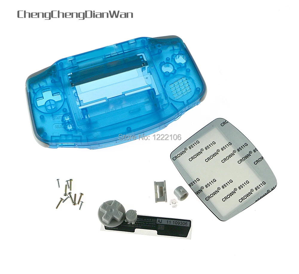 

ChengChengDianWan Clear Color Luminous Catton Lens Plastic Repair Part Housing Shell Fit For GBA Gameboy Advance Rubber Pads