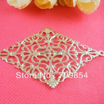 

free shipping!!! 100pcs/lot white K 50*72mm filigree wrap connector jewelry findings