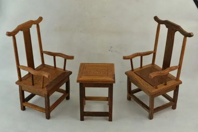 Old Collectible Decorated Wonderful Hand Boxwood Carving A Set Of Chair & Table Old Collectible Decorated Wonderful Hand Boxwood Carving A Set Of Chair & Table