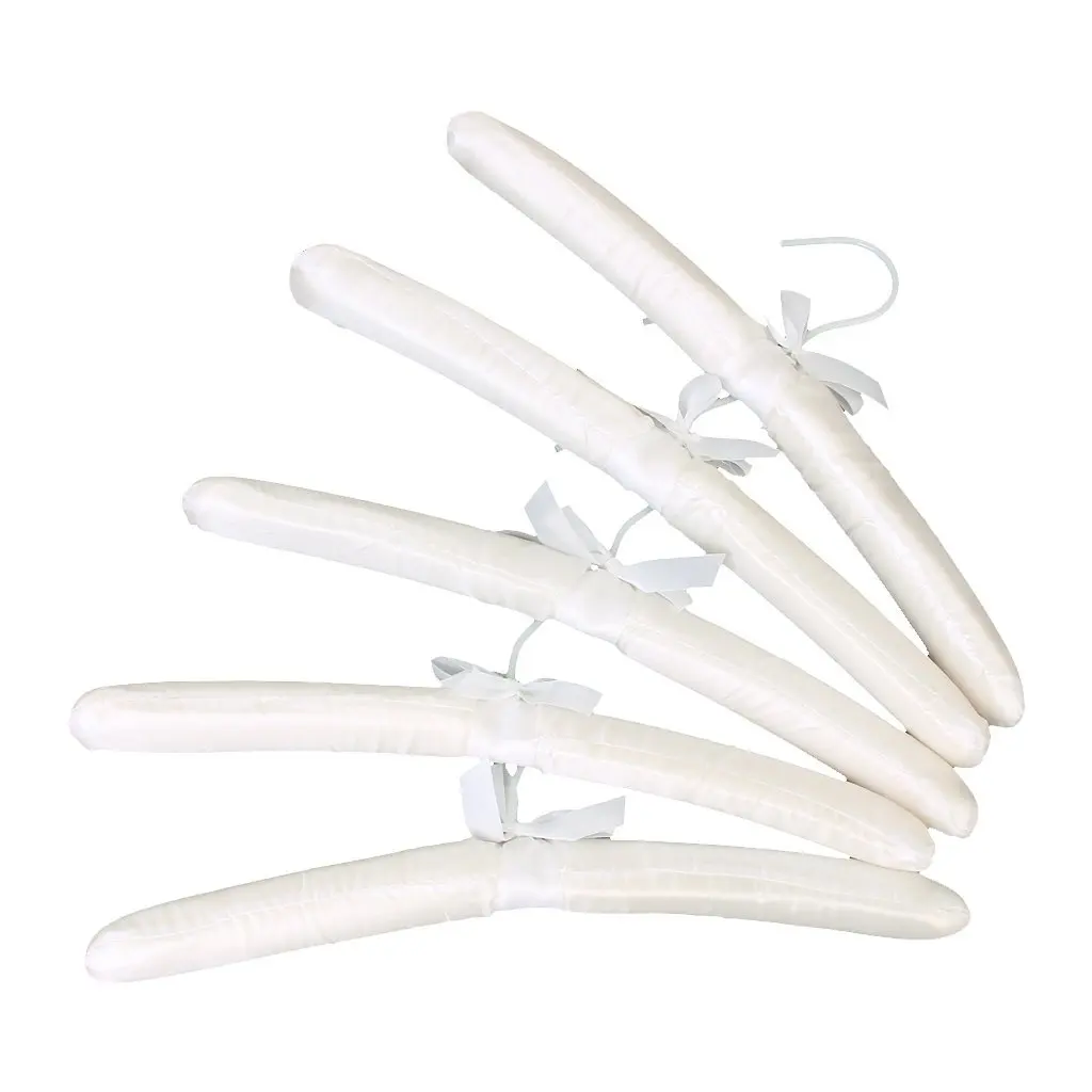 

ALIM 5 X White Satin Padded Clothes Hook Hanger