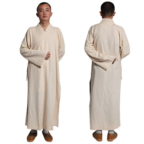 Buddhist Shaolin Unisex Monk Robe Cotton & Linen Long Robes Gown Kung