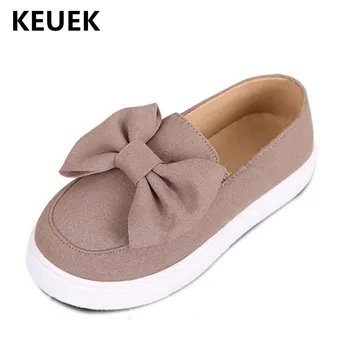 

New Children Loafers Microfiber Sports Leather Shoes Girls Student Bow Breathable Flats Princess Kids Single Shoes Baby 04