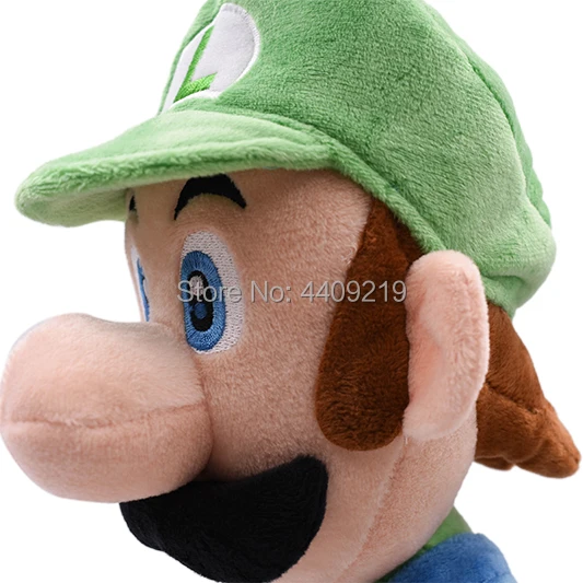 40CM Super Mario Bros Green Standing Luigi Plush Toy Soft Peluche Doll Kids