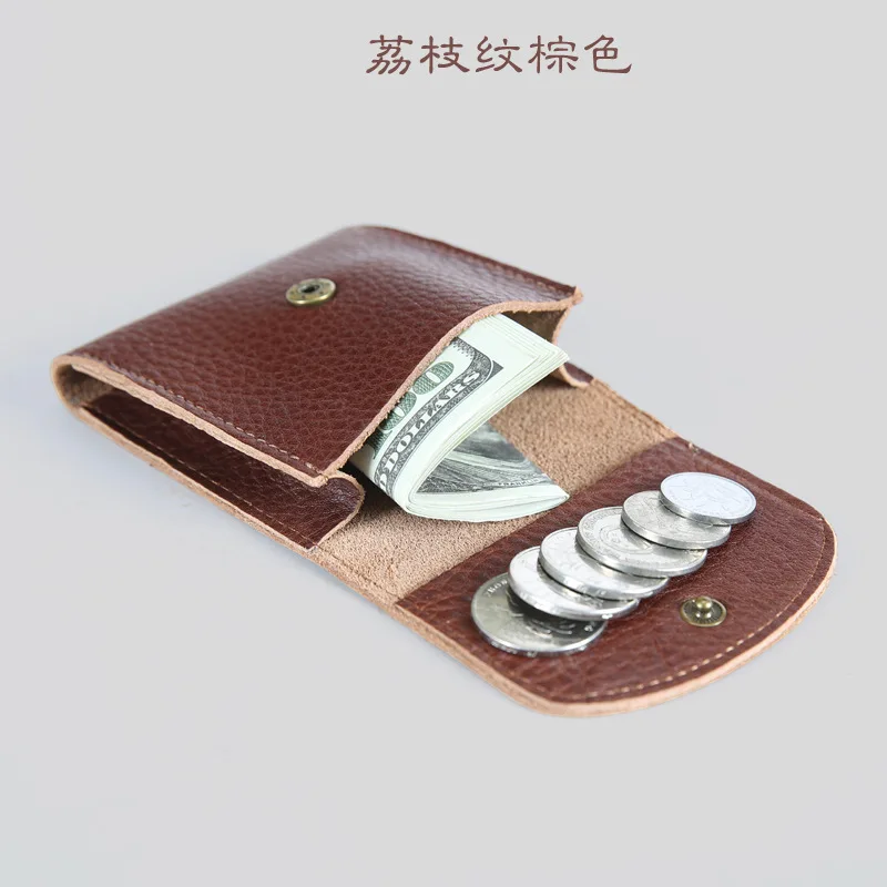 Genuine Leather Unisex Coin Wallet Simple Fashion Porte Monnaie Femme Hasp Porte Monnaie Porte Monnaie Homme Coin Purse Small - Цвет: Litchi grain brown