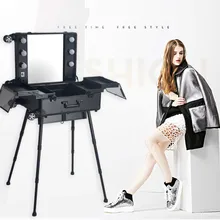 Профессиональный светодиодный косметический чехол с подсветкой съемные колеса Красивая Тележка коробка с светодиодный свет 4 типа с ножками и без