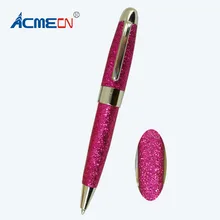 ACMECN мини-карманная шариковая ручка красного цвета из ПУ с блестками Шариковая ручка для заметной книги канцелярские товары магазин дизайн модные блестящие шариковые ручки