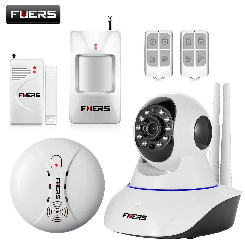 

FUERS Wireless WiFi Alarm System Camera IR Cut IP Camera HD 720P CMOS Surveilance Security CCTV Camera App Remote Control