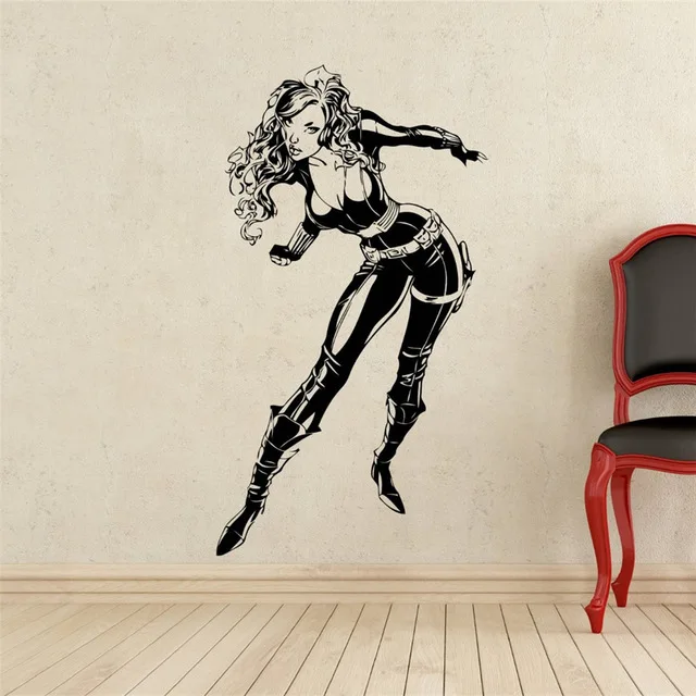 Black Widow Wall Decal Superhero Vinyl Sticker Home Art DC