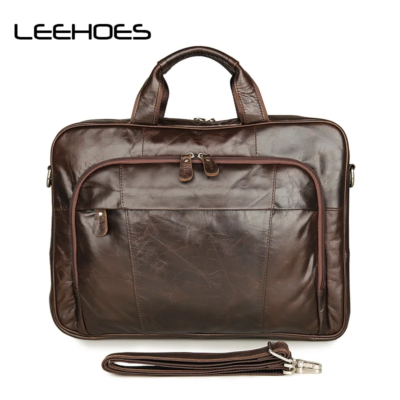 

Men Genuine Leather Handbag 15 Inch Computer Bag Business Foreign Trade Male Briefcase Luxury Shoulder Bags Laptop Messenger Bag