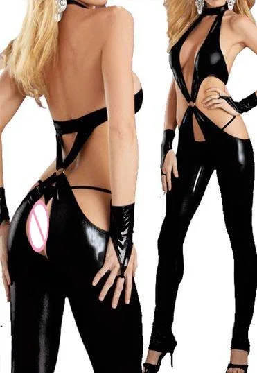 

Sexy Lingerie Body Suit for Women Club Wear Black Faux Leather Fetish Latex Catsuit Cosplay Costumes Sexo
