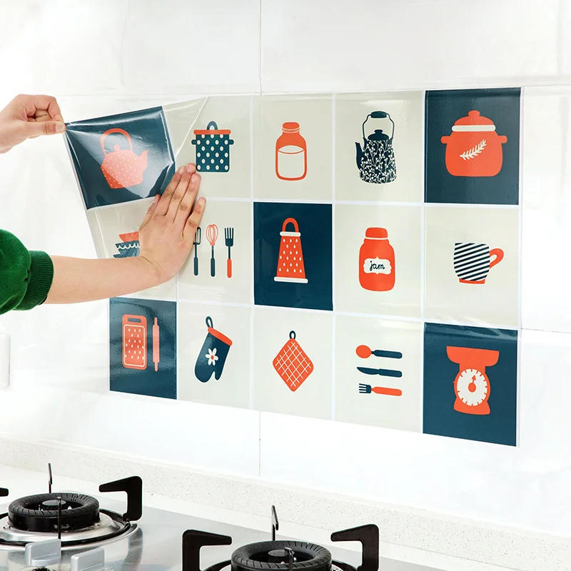 Practical Waterproof Kitchen wall sticker anti oil aluminum foil self-adhesive sticker home decor.